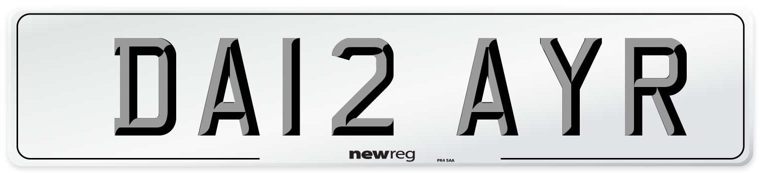 DA12 AYR Number Plate from New Reg